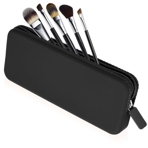 Sakolla Travel Makeup Brush Holder, Silicone Makeup Brush Bag with Zipper Closure, Makeup Brushes Organizer Case Washable Makeup Pouch Holder Case...