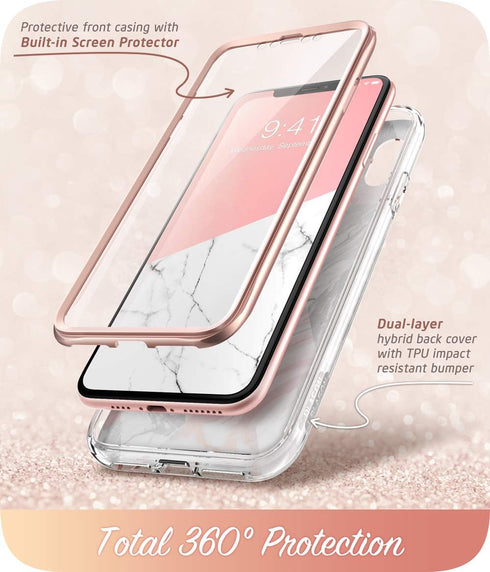 i-Blason Cosmo Full-Body Case for iPhone Xs/ iPhone X Case 2018 Release, Marble, 5.8"...
