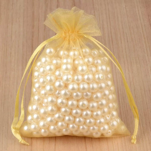 100 Count Gift Organza Bags Gold Drawstring 5x7 Inch for Baby Shower,Christmas,Birthday,Party Favor,Wedding,School Graduation,Anniversary Sheer Me...
