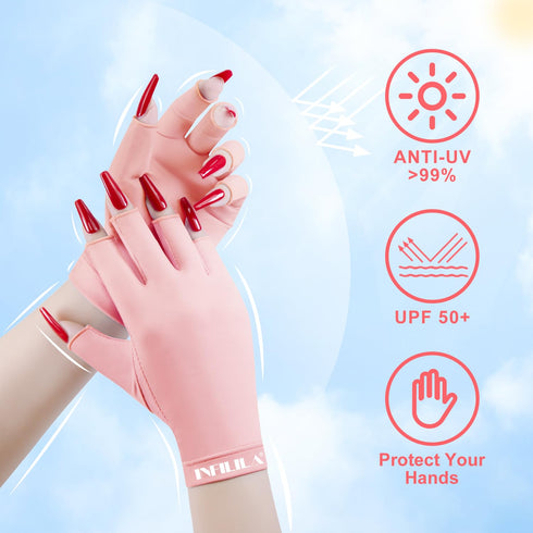 NXJ INFILILA UV Gloves for Nails, Anti UV Light Gloves for Gel Nails, Professional UPF 99+ UV Protection Gloves for Gel Manicure Skin Care Fingerl...