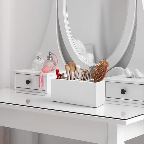 Pencil Pen Holder for Desk, Wooden Office Desk Organizers and Accessories with 4 Slots for Countertop, Makeup Brush Holder Organizer for Bathroom ...