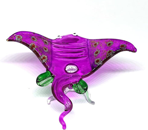 ZOOCRAFT Glass Stingray Figurine Purple Hand Blown Art Sealife Ornament Collectible Miniature Aquarium Coastal Decor...