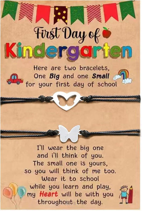 Back to School Bracelets for Mommy and Me Kindergarten Bracelets Set,First Day of School Bracelet Gifts Mother and Daughter Heart Matching Wish Ad...