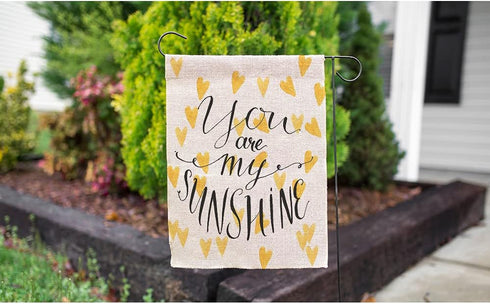Moslion You Are My Sunshine Garden Flag Vertical Double Sided Yellow Heart Love For Valentine's Day House Flags Home Burlap Banners 12.5x18 Inch f...