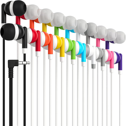 Maeline Bulk Earbuds with 3.5 mm Headphone Plug - 10 Pack Wholesale Bundle - Multi Color...