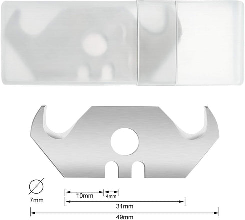 Utility Hook Blades Steel Hook Razor Blades Knife Blades for Roofing and Carpet with Plastic Box (30)...