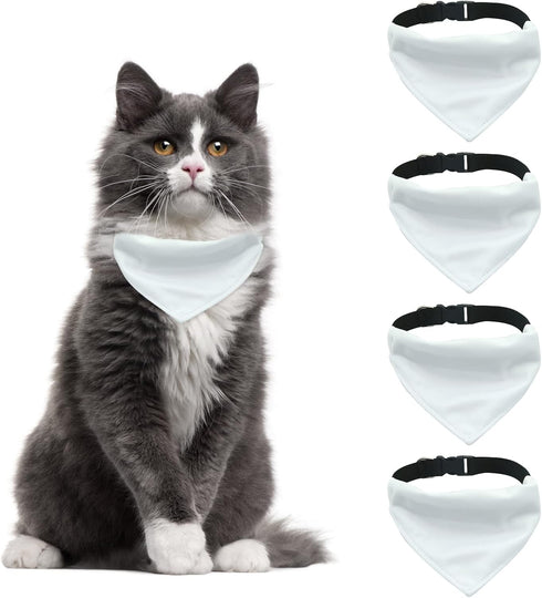Dog Bandana Collar, 4 PCS White Triangle Dog Bandana with Adjustable Buckle Sublimation Blank DIY Dog Bandanas for Dogs and Cats, S...