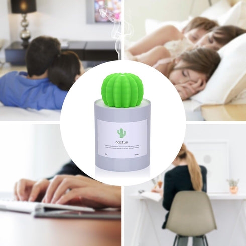 USB Cool Mist Humidifier,Mini Size Cactus Humidifier Ultra-Quiet Operation for Office Home Bedroom Baby Room 280ML 50ml/h(Grey)...