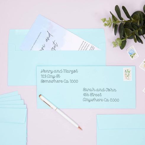 Juvale 100 Pack #10 Light Blue Envelopes with Square Flap for Mailing Letters, Invitations (4 1/8 x 9 1/2 In)...