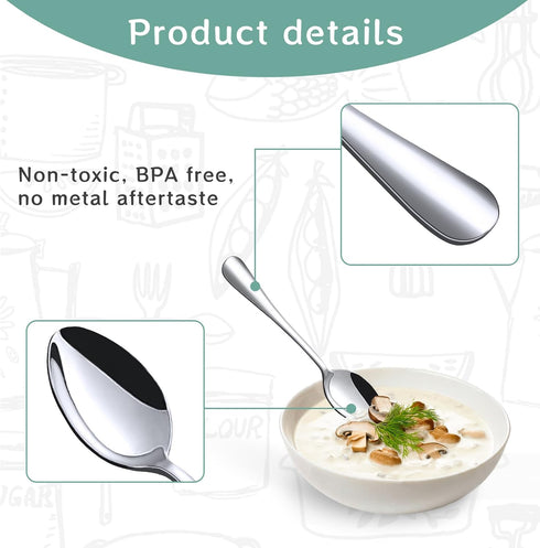 15PCS Dinner Spoons Set, Stainless Steel Coffee Spoons Tea Spoons Silverware for Home Kitchen Restaurant...