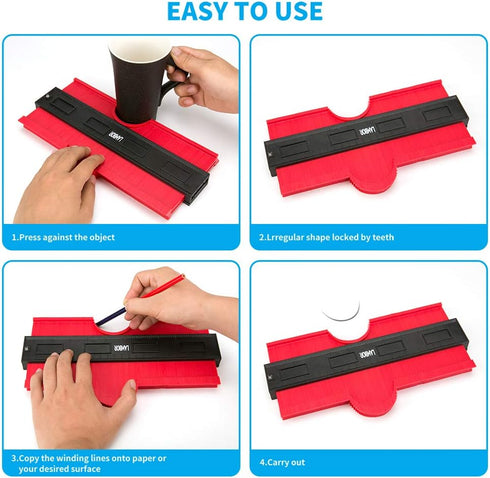 Contour Gauge 10 Inch, Widen Plastic Profile Gauge Duplicator, Precisely Copy Irregular Shapes Wood Template Measuring Tool for Perfect Fit and Ea...