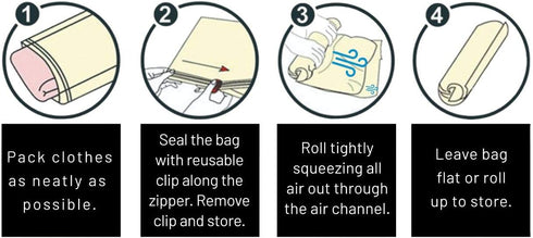 Travel Compression Bags, 10-Pack Roll-Up Space Saver Storage Packing Bags for Travel...