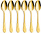 Gold Dinner Spoon Set, Seeshine 7.6-inch Stainless Steel Shiny Gold Table Spoon Silverware, Set of 6...