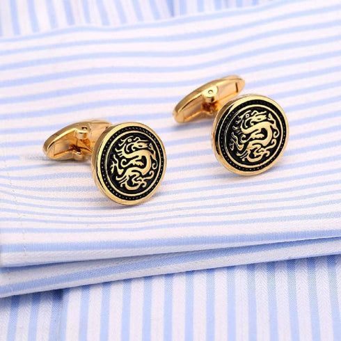Dragon Cufflinks for Men, Norse Viking Dragon Cufflinks, Celtic Dragon Totem Enamel Cuff Links, Dragon Shirt Tuxedo Cufflinks, Punk Animal Cufflin...