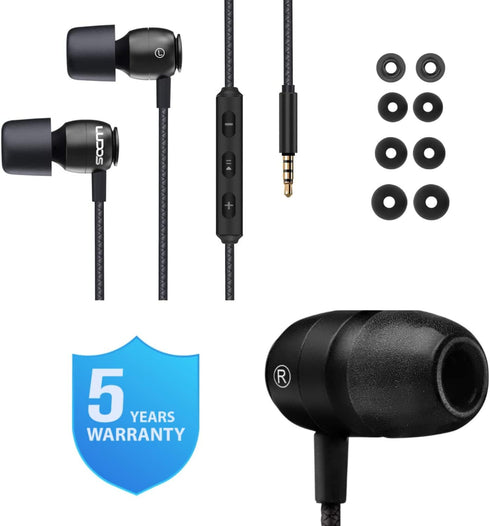 Ludos Clamor Wired Earbuds in-Ear Headphones, 5 Years Warranty, Earphones with Microphone, Noise Isolating Ear Buds for School, Kids, Women, Small...