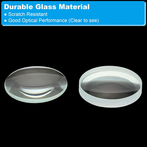 PATIKIL 0.4" (10mm) Focal Length Double Convex and Concave Lens Set, Glass Optically Polished Round Edges Lens for Physics Experiment Classroom, C...