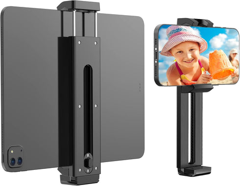 4"-12.9" Tablet Phone Mount for Tripod, Universal Tripod Mount Adapter for Cell Phone Pad Kindle, Tablet Tripod Mount with 1/4" Screw, Compatible ...