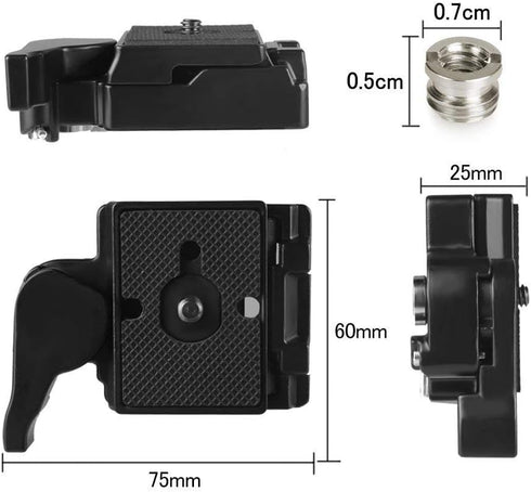UTEBIT 323 RC2 Quick Release Plate, Metal Rapid Adapter with 1/4" and 3/8" Camera Screw Tripod Mount Plate Fit for Manfrotto 200PL-14 Ball Head Tr...