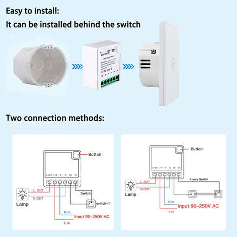 Zigbee WiFi Mini Smart Switch Relay Module 2 Way Dual-Mode Control 16A Switch for Smart Home Automation, Compatible with Alexa Google Home......