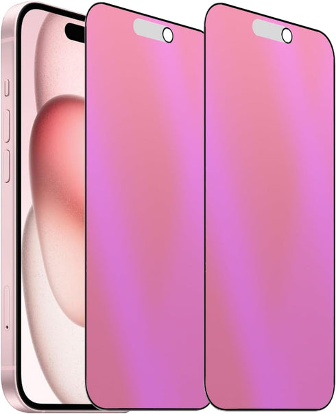 2 Pack Matte Anti-Blue Privacy Tempered Glass for iPhone 14 Pro/iPhone 15 Anti-glare Anti-Spy Screen Protector Anti-Peeping Film Electroplated Col...