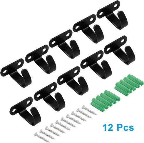 12PC Stainless Steel Ceiling Hooks - Heavy Duty Under-Shelf Towel Hook for Bathroom Kitchen Cabinet - Matte Black...