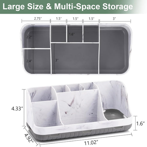 Marble Bathroom Countertop Organizer - Detachable 7 Slots Kids Electric Toothbrush and Toothpaste Holde Drainage for Bathroom Accessories Organiza...