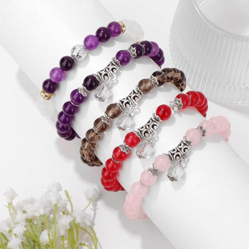 Pingyongchang Stress Relief Anxiety Yoga Bracelets for Women Men,Healing Crystal Natural Stone Mantra Stretch Bracelet Birthday Gifts for Teen Gir...