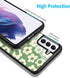 for Samsung Galaxy S22 Plus Green Daisy Flower Case for Women Girls, Cute Phone Cover Tempered Glass Back Cover Soft TPU Bumper Shockproof Case Tr...