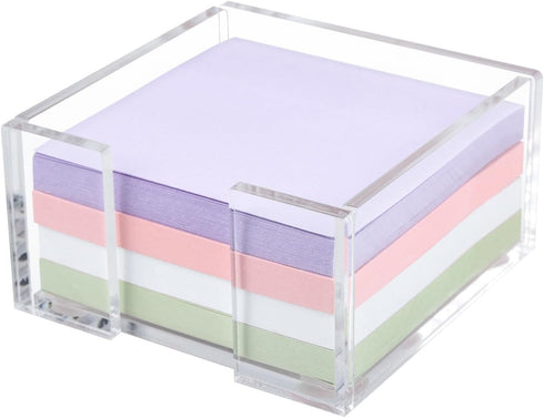 Acrylic Sticky Note Holder, 3 x 3 Crystal Clear Acrylic Notepad Holder Acrylic Sticky Note Dispenser for Dorm Room and Office Desk Organizer...