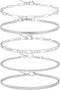 Ankle Bracelet for Women 14K Real Sterling Silver Plated Anklet Bracelets for Women Waterproof Cuban Link Chain Anklets Set for Women Summer Jewel...