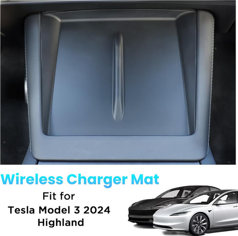 Carwiner Center Console Wireless Charger Silicone Mat for 2024 Tesla Model 3 Highland Interior Accessories (Black)......
