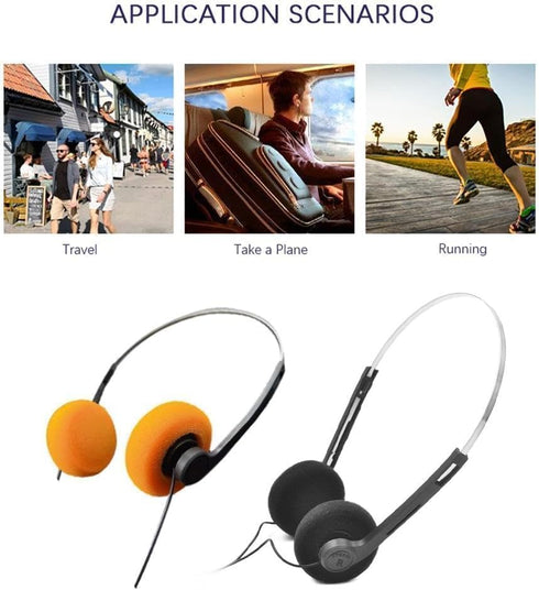 4Pcs Orange Retro Over-Ear Headphone,Vintage Feelings Underwire Headphone,Retro Lightweight Earphones,Hi-Fi Stereo Earphone Headset,Walkman ,for M...