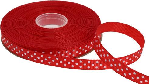 Polka Dot Grosgrain Ribbon 25 Yard Each Roll 100% Polyester (3/8", Red)...