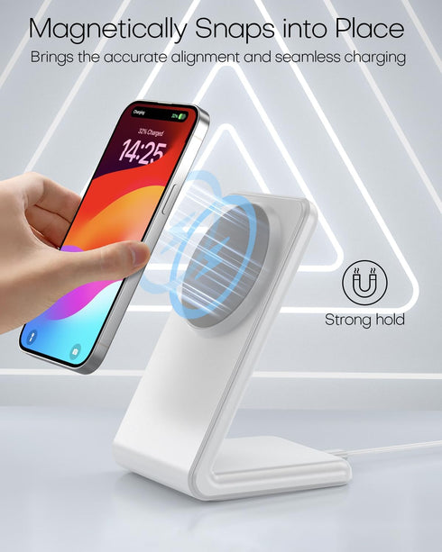 Mag-Safe Charger Stand (with 20W Adapter, 5Ft USB-C Cable) for Apple Standby Mode, Magnetic Wireless Charger with Fast Charging Capability for iPh...