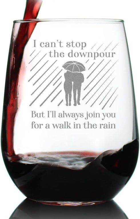 Walk in the Rain - Stemless Wine Glass Gift - Sympathy Gifts for Comfort and Encouragement - Large 17 Ounce...