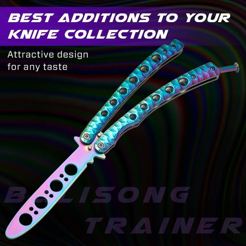 Grand Way Butterfly Trainer – Balisong Trainer – Practice Butterfly – Balisong Butterfly Knives NOT Real NOT Sharp Blade – Dull Trick Butterfly – ...