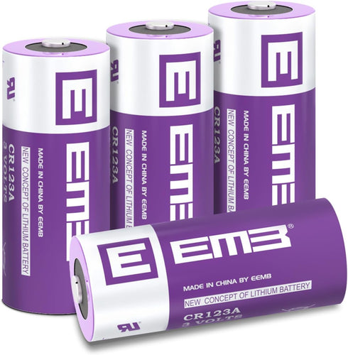 EEMB CR123A 3V Lithium Batteries 4 Pack 1700mAh 3 Volt 123 Battery with High Capacity for Flashlight Toys Alarm System Non-Rechargeable Battery...