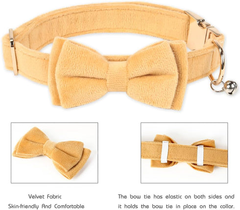 Dog Bowtie Collars, Cute Soft Velvet Dog Collar with Bow Tie, Safety Metal Buckle, Adjustable Collars for Boy and Girl Dogs Pets....