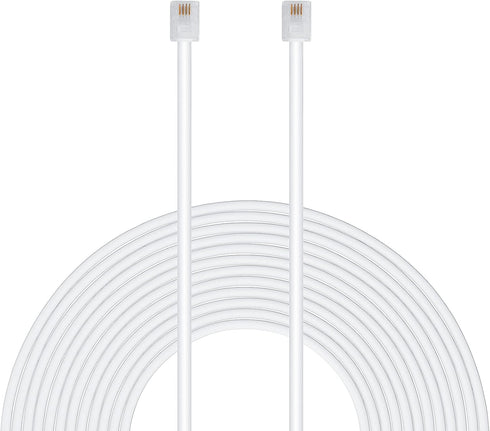 Uvital 100 Feet Telephone Landline Extension Cord Cable Line Wire with Standard RJ-11 6P4C Plugs(White 30.5M,1Pack)...