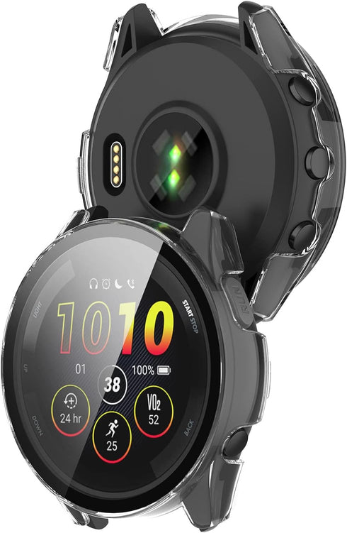 Protective Case Compatible with Garmin Forerunner 265/Forerunner 265S Screen Protector Anti Drop Hard PC Full Cover Tempered Glass Protector Cases...