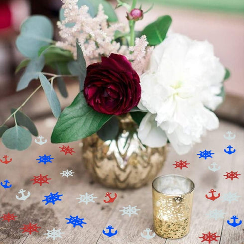 Anchor Rudder Confetti Patriotic Nautical Party Theme Nautical Baby Shower Nautical Cut Out Red White Blue Red White Blue 1.5 Ounce 1400 Pieces...