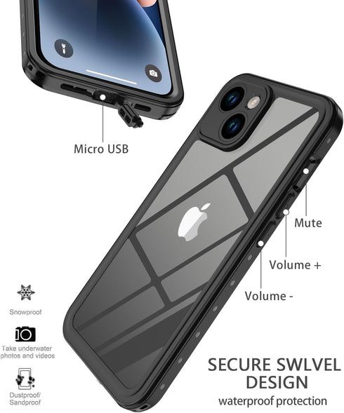 for iPhone 14 Plus Case Waterproof 6.7'', Full Protective Shockproof Dustproof Phone Case with Screen Protector for iPhone 14 Plus (Clear)...