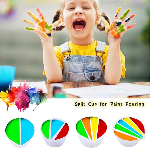 Silicone Paint Resin Pouring Split Cup, 4pcs (2-5 Channel) Pour Painting Supplies Kit for Fluid Art Acrylic Paint Resin Pouring, DIY Making tools ...