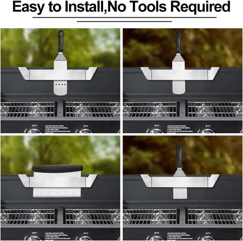 1 Pack Stainless Steel Griddle Spatula Holder, Grill Barbecue Tool Rack, Griddle Accessories for Grilling Utensils Scrapers Charcoal Grills?Compat...