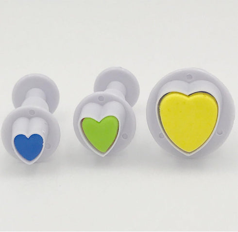 Heart Shaped Plunger Cutter Molds Fondant Sugarcraft Cake Cupcake Toppers Decorating Tool DIY Mold, 3-Pack...