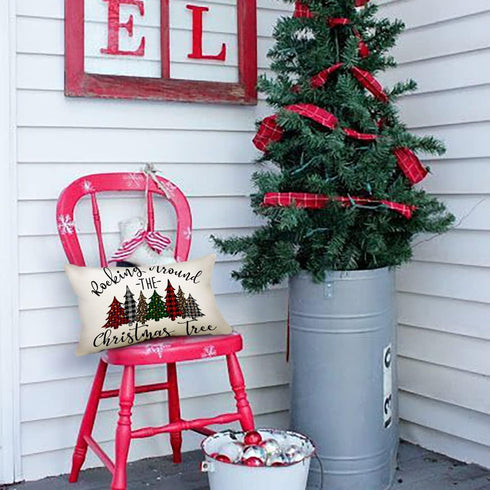 DFXSZ Christmas Pillow Covers 12x20 inch Christmas Tree Buffalo Porch Lumbar Pillow Covers Decor Farmhouse Outdoor Pillowcase for Couch Sofa...