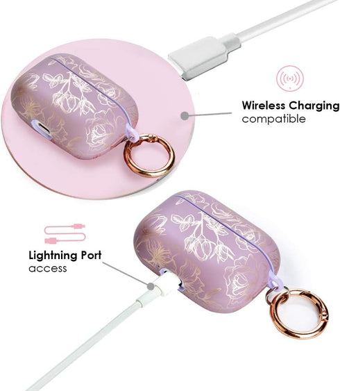 Velvet Caviar Compatible with AirPods Pro Case 2nd and 1st Generation - Cute Protective Hard Cover for Women - Dusty Rose Floral Flower...