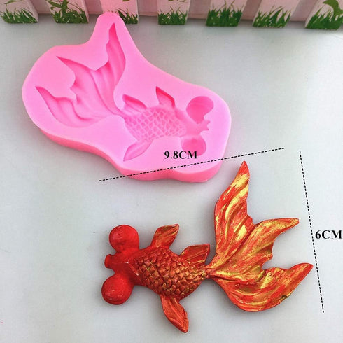 2Pcs/Set Koi Fish & Goldfish Fondant Mold, Carp Silicone Molds for Chocolate Candy Cake Cupcake Decoration Gum Paste Polymer Clay Soap Resin Crayo...