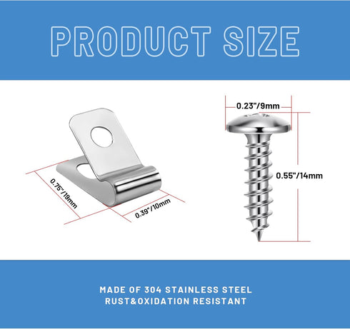 200 Pcs Wire Fence Clamps Stainless Steel Agricultural Fencing Clips with 200 Pcs Stainless Steel Screws Fence Clips for 12-16 Gauge Welded Wire t...