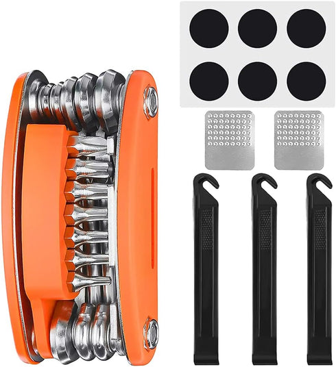 Bike Multi Tool Kit Carbon Steel 20 in 1 Repair Tool Portable Collapsible Mountain Bike Repair Tool Kit Bicycle Essentials with Bicycle Puncture R...